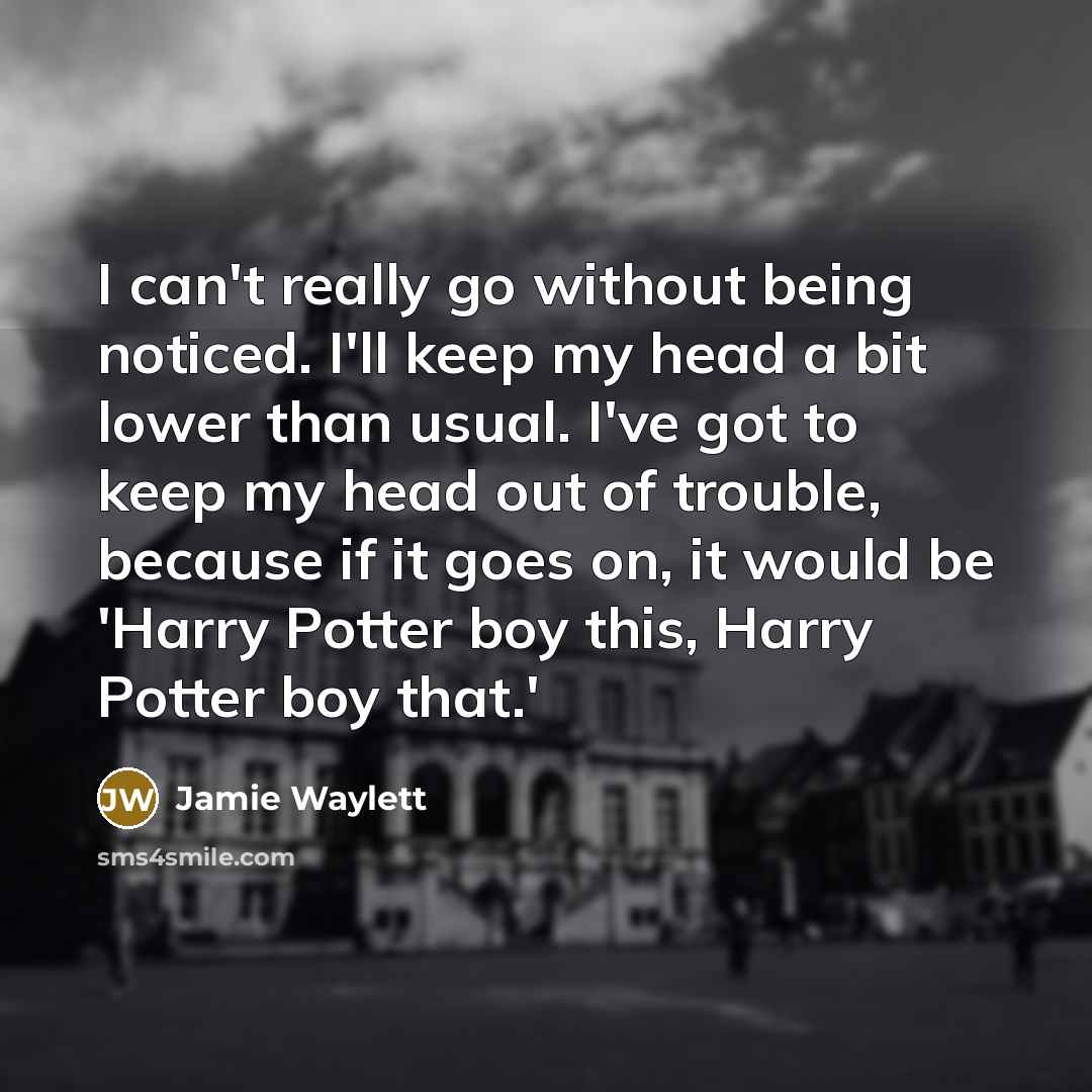 “I can't really go without being noticed. I'll keep my head a bit lower than usual. I've got to keep my head out of trouble, because if it goes on, it would be 'Harry Potter boy this, Harry Potter boy that.'” quote by Jamie Waylett