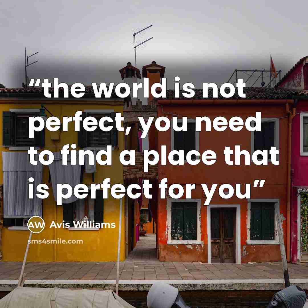 “the world is not perfect, you need to find a place that is perfect for you” quote by Avis Williams