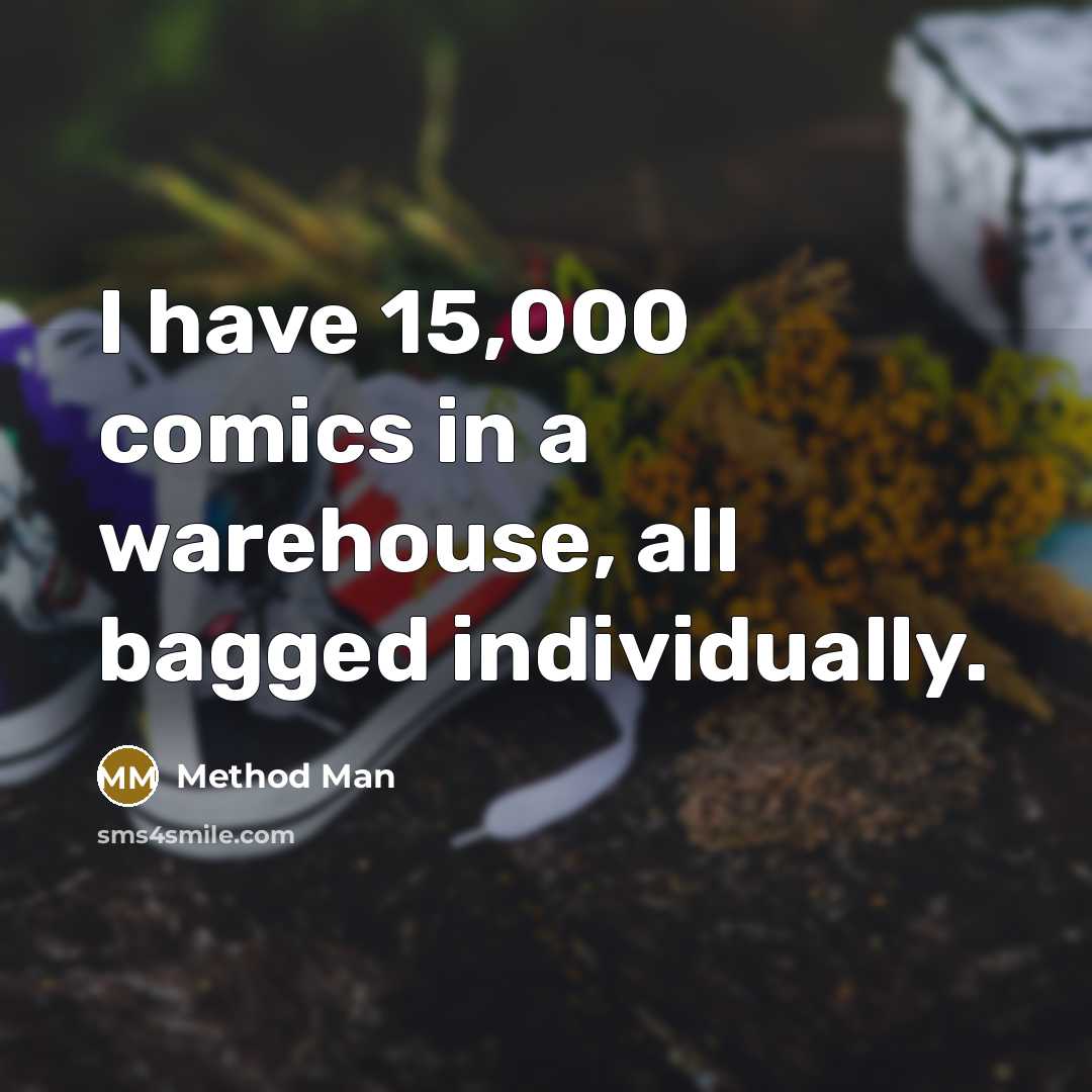 “I have 15,000 comics in a warehouse, all bagged individually.” quote by Method Man