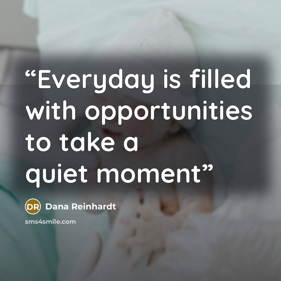 “Everyday is filled with opportunities to take a quiet moment” quote by Dana Reinhardt