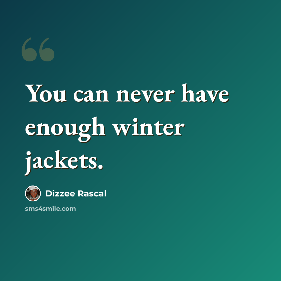 “You can never have enough winter jackets.” quote by Dizzee Rascal