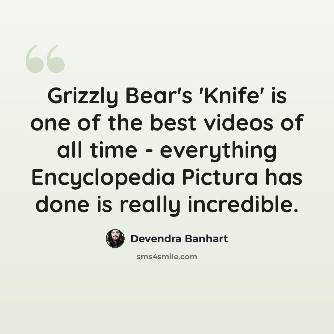 “Grizzly Bear's 'Knife' is one of the best videos of all time - everything Encyclopedia Pictura has done is really incredible.” quote by Devendra Banhart