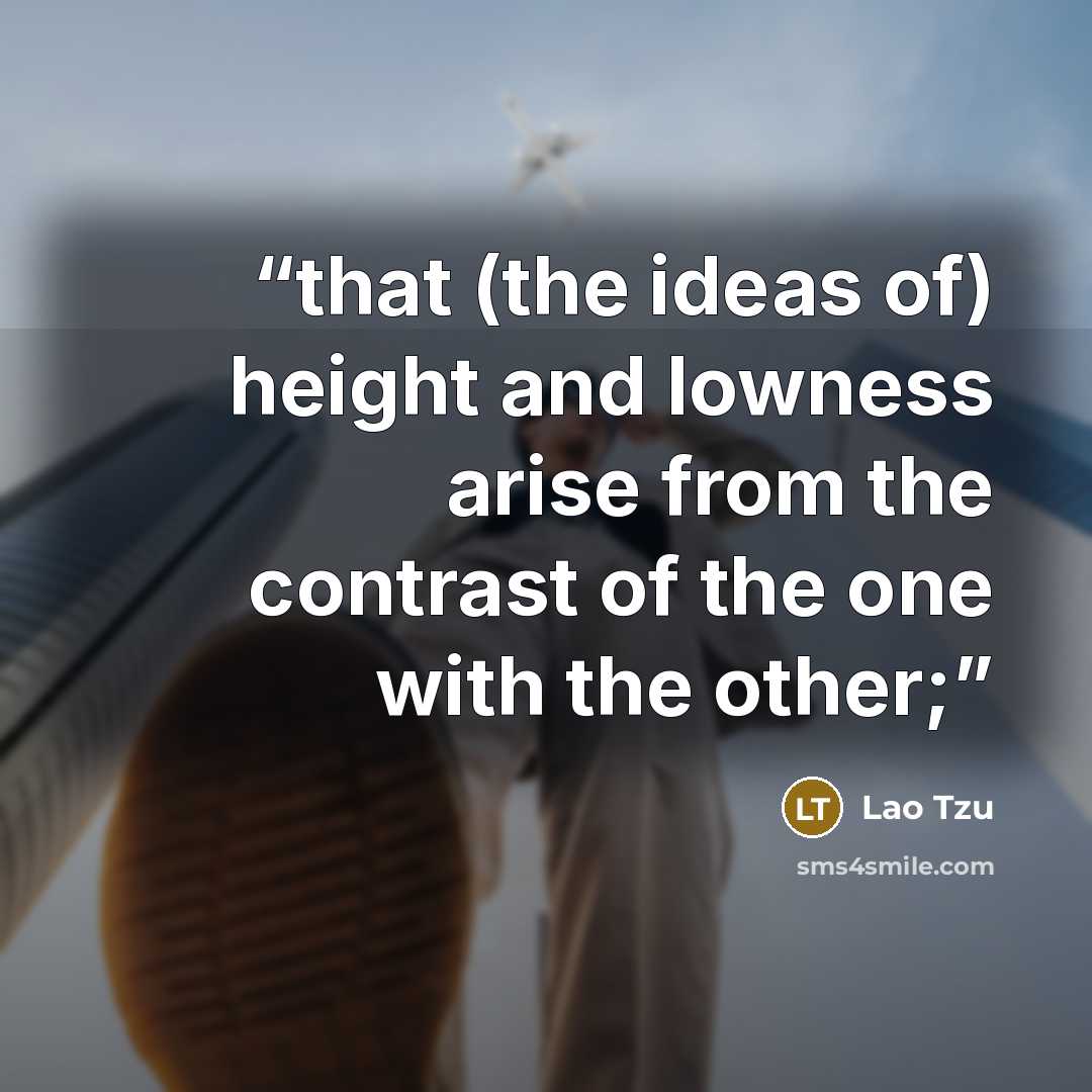 “that (the ideas of) height and lowness arise from the contrast of the one with the other;” quote by Lao Tzu