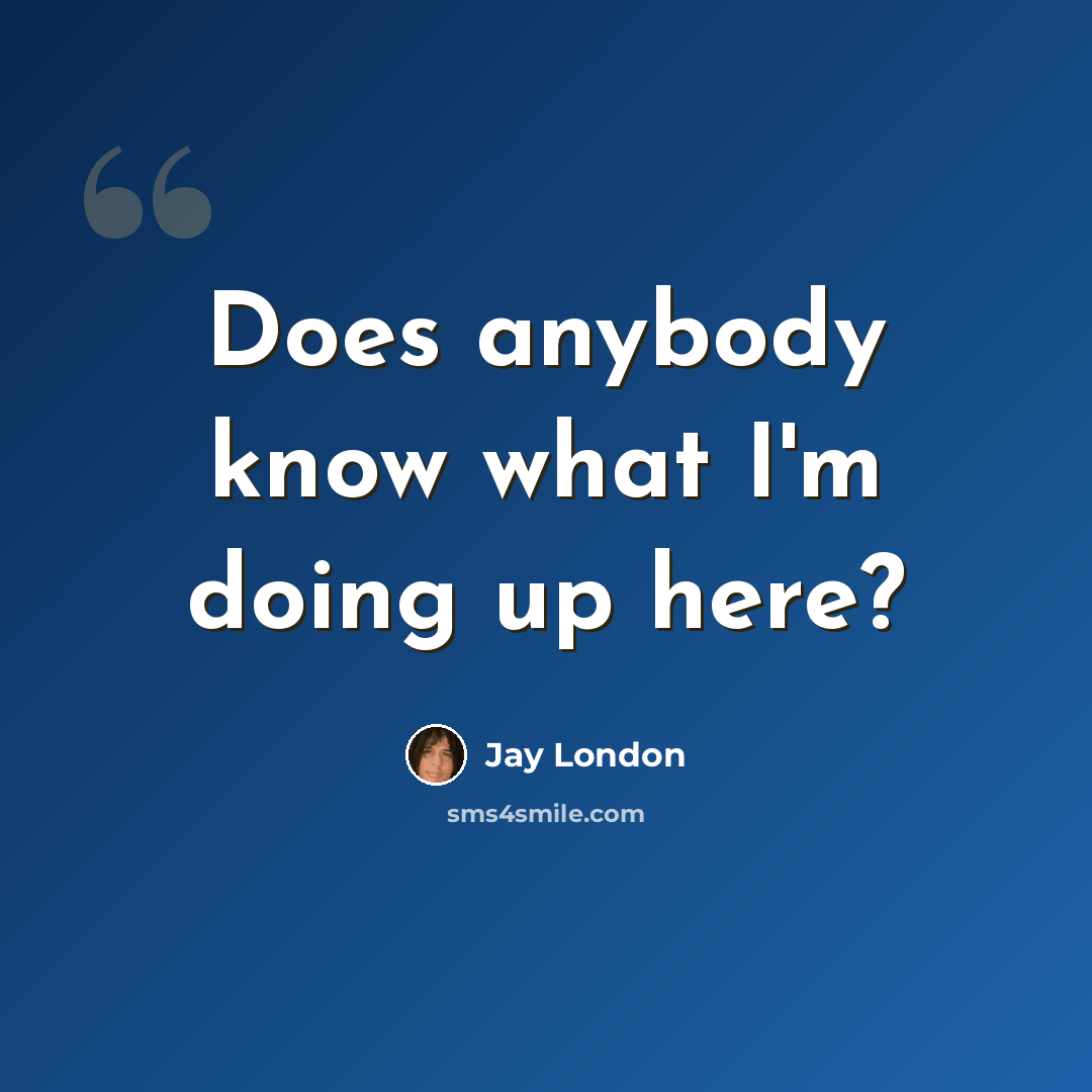 “Does anybody know what I'm doing up here?” quote by Jay London