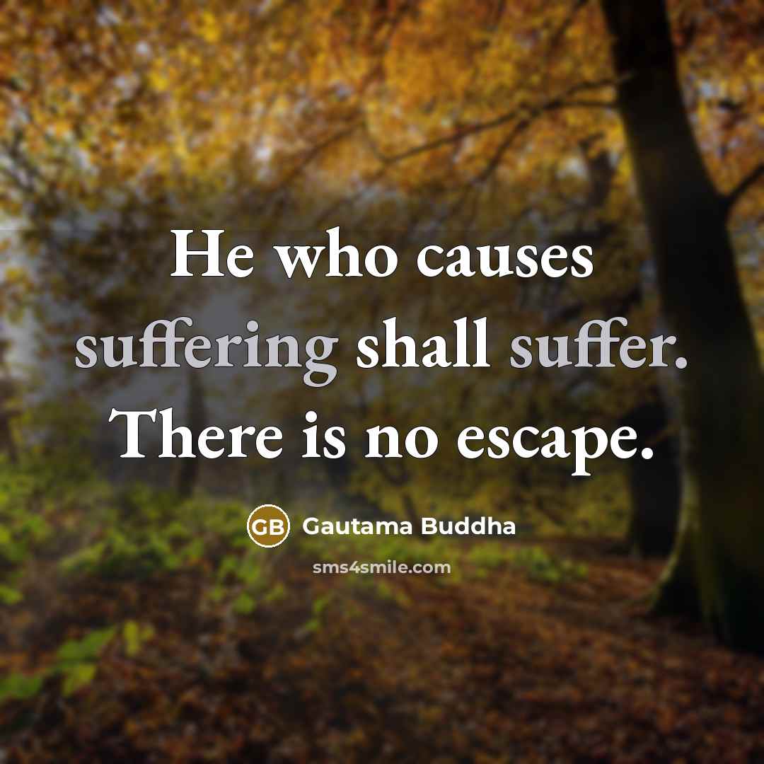 “He who causes suffering shall suffer. There is no escape.” quote by Gautama Buddha