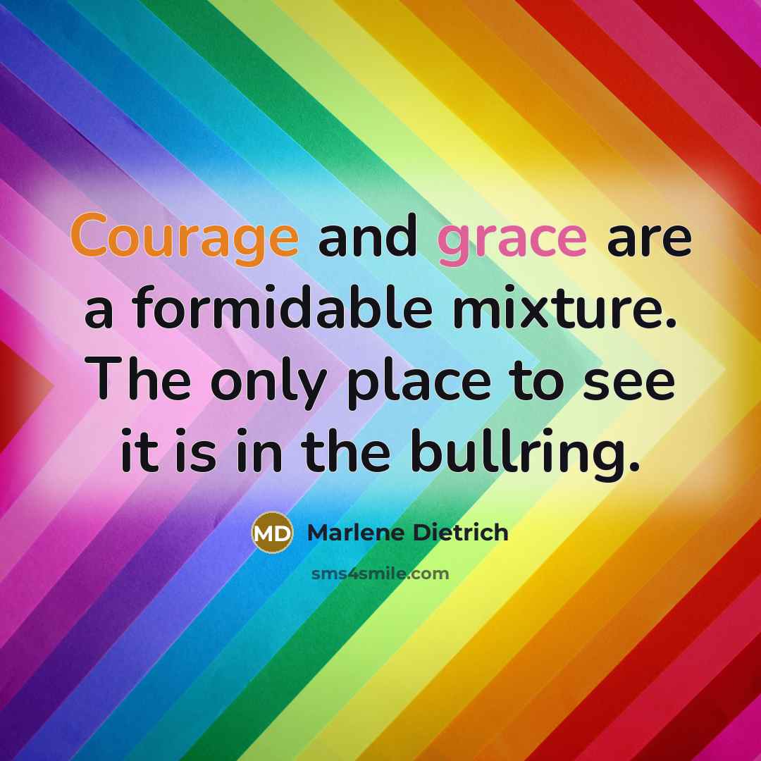 “Courage and grace are a formidable mixture. The only place to see it is in the bullring.” quote by Marlene Dietrich