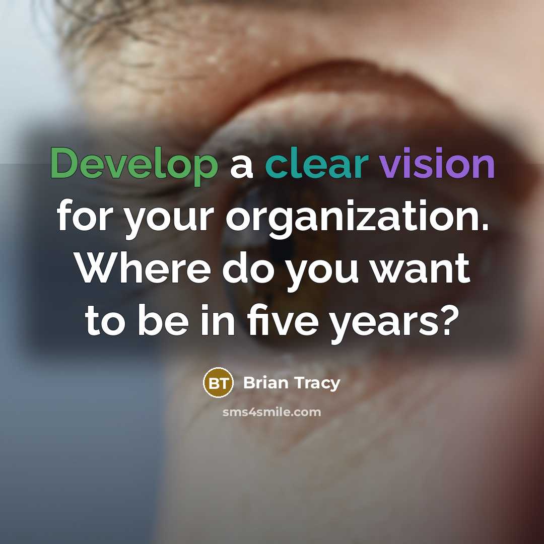 “Develop a clear vision for your organization. Where do you want to be in five years?” quote by Brian Tracy