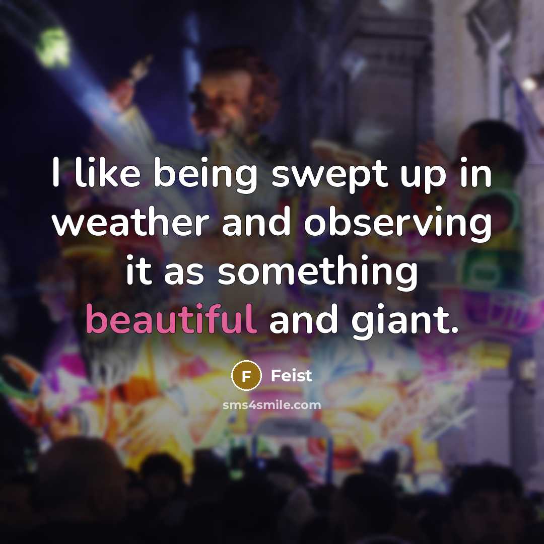 “I like being swept up in weather and observing it as something beautiful and giant.” quote by Feist