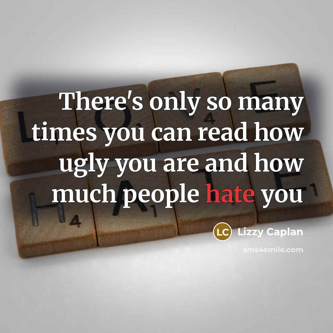 “There's only so many times you can read how ugly you are and how much people hate you” quote by Lizzy Caplan