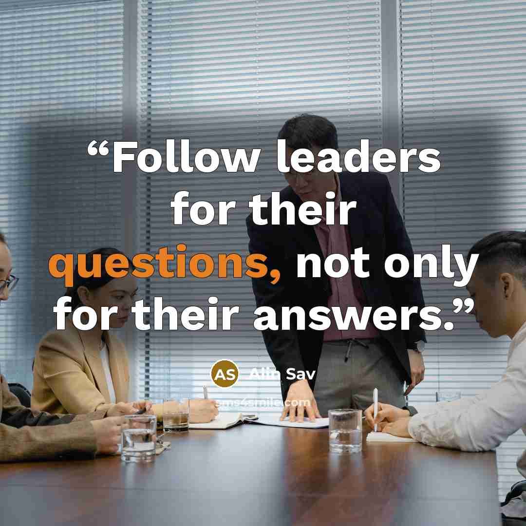 “Follow leaders for their questions, not only for their answers.” quote by Alin Sav