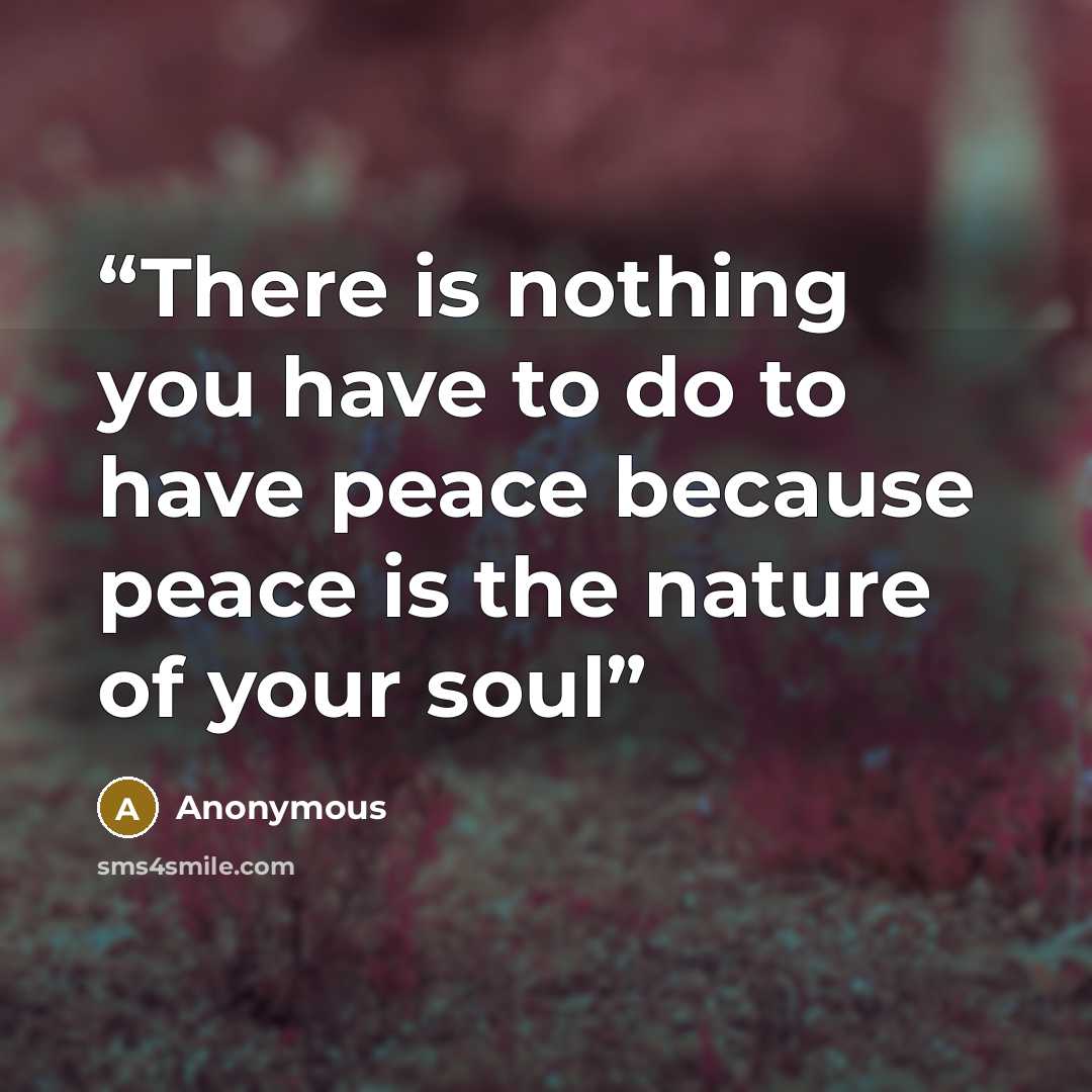 “There is nothing you have to do to have peace because peace is the nature of your soul” quote by Anonymous