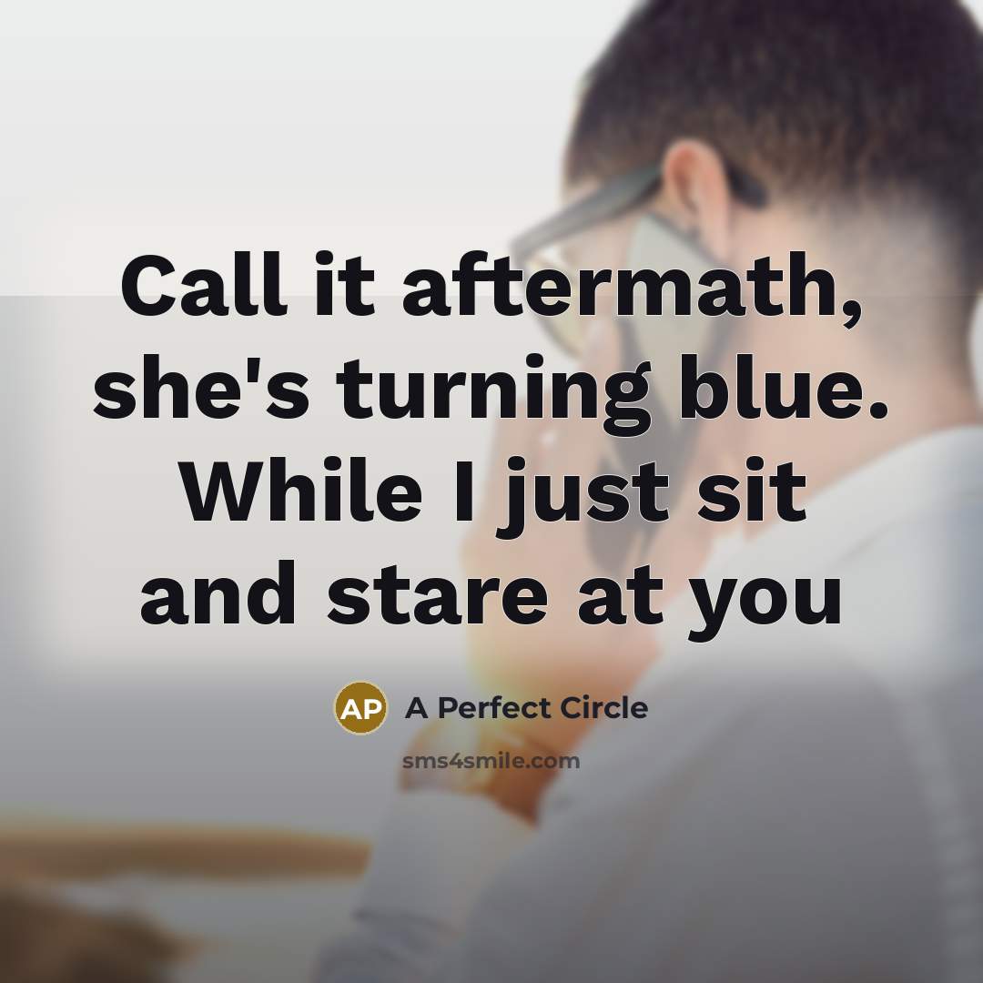 “Call it aftermath, she's turning blue. While I just sit and stare at you” quote by A Perfect Circle