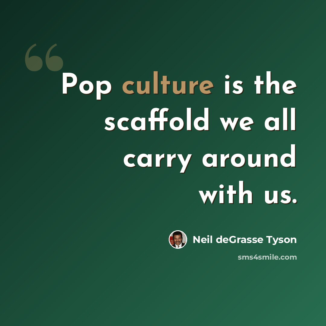 “Pop culture is the scaffold we all carry around with us.” quote by Neil deGrasse Tyson