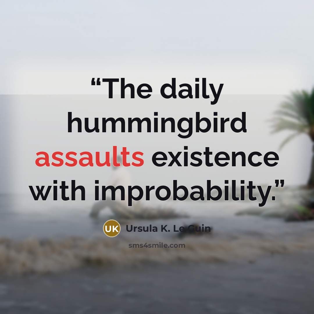 “The daily hummingbird assaults existence with improbability.” quote by Ursula K. Le Guin