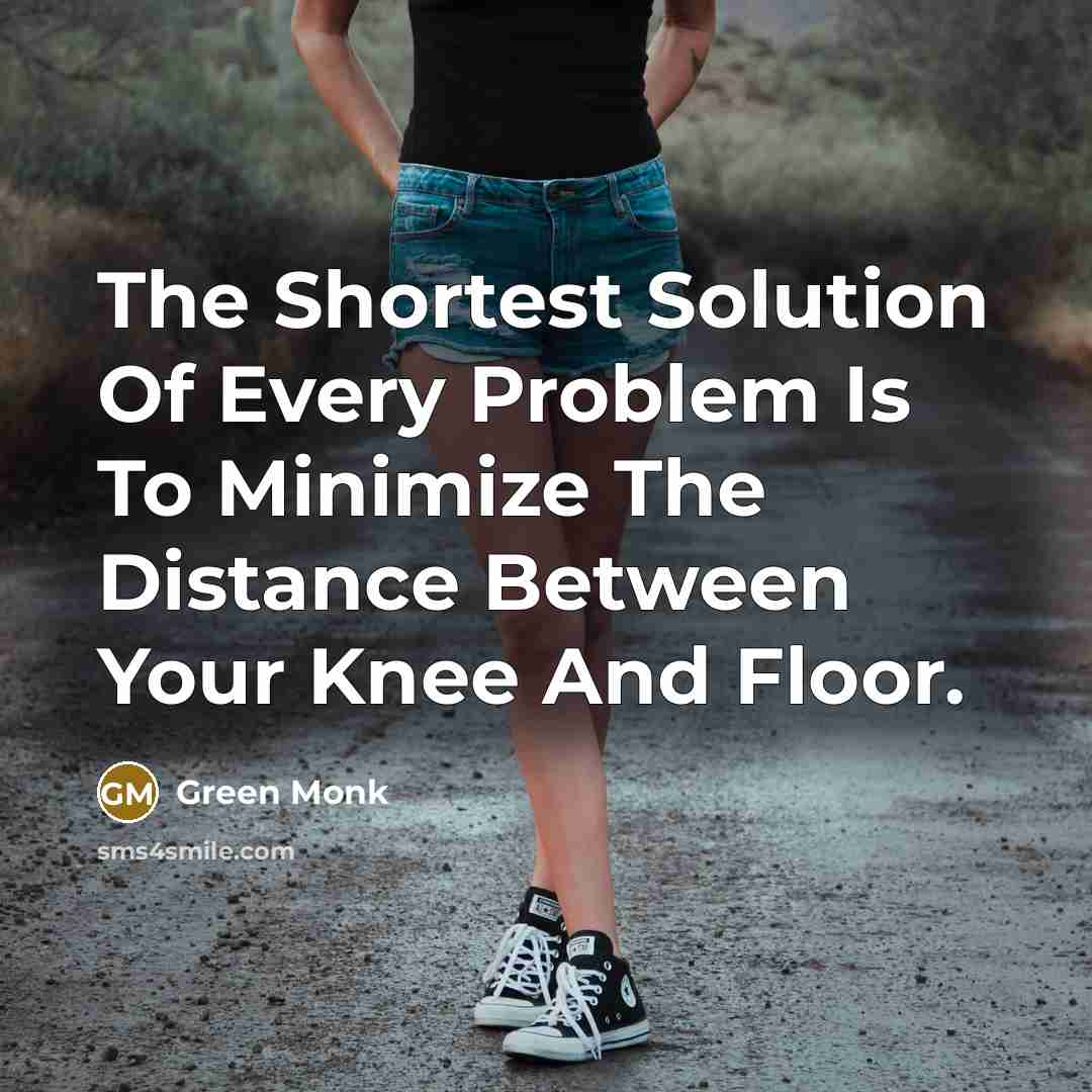 “The Shortest Solution Of Every Problem Is To Minimize The Distance Between Your Knee And Floor.” quote by Green Monk