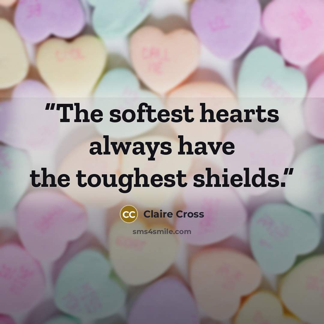 “The softest hearts always have the toughest shields.” quote by Claire Cross