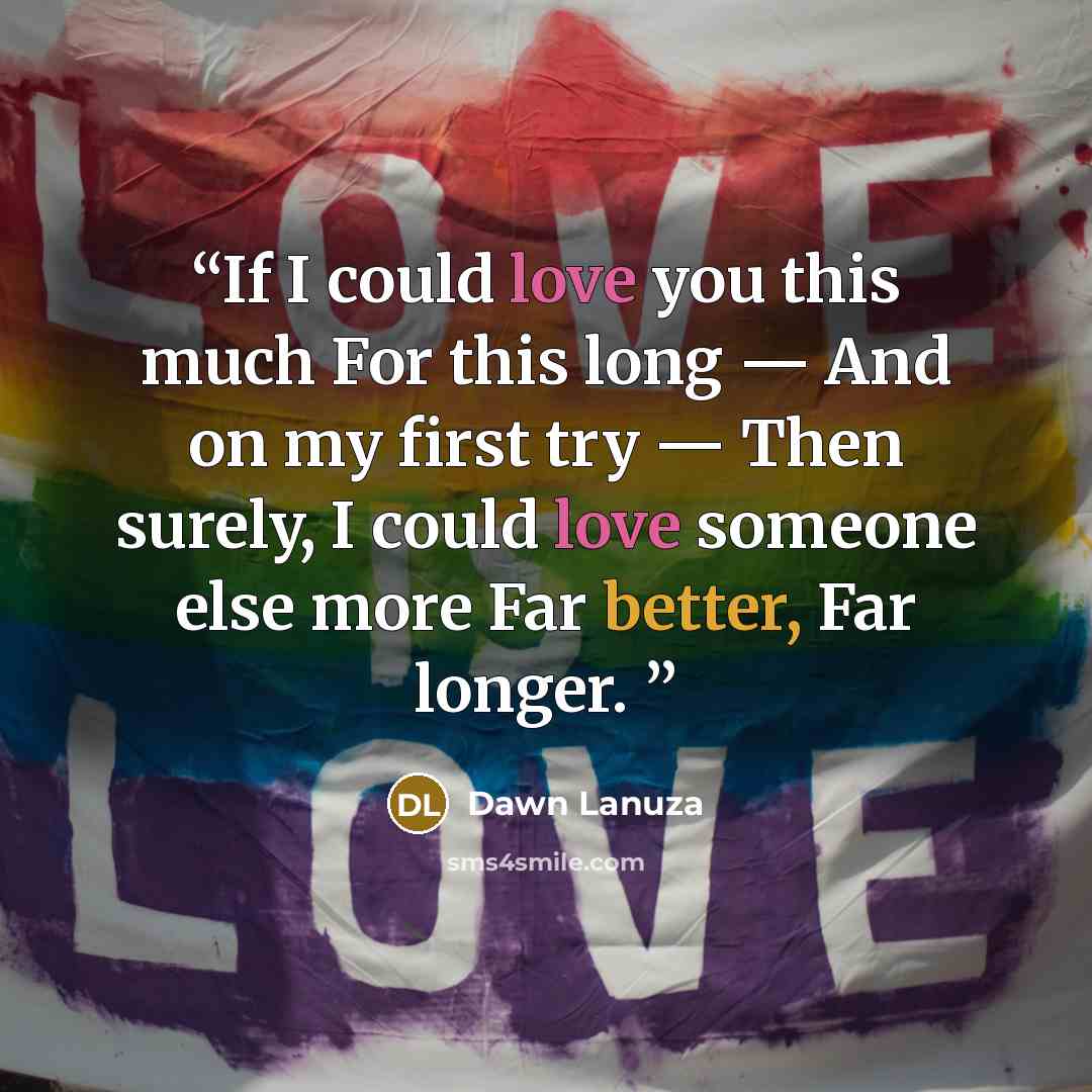 “If I could love you this much For this long — And on my first try — Then surely, I could love someone else more Far better, Far longer.” quote by Dawn Lanuza