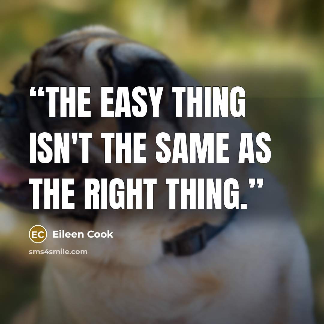 “The easy thing isn't the same as the right thing.” quote by Eileen Cook