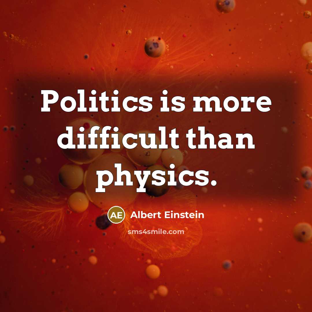 “Politics is more difficult than physics.” quote by Albert Einstein