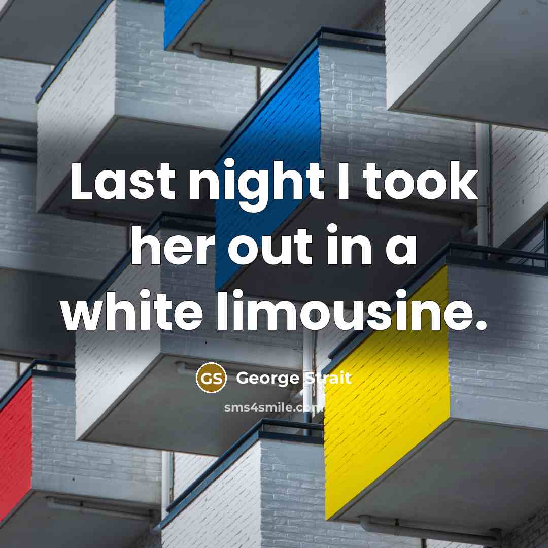 “Last night I took her out in a white limousine.” quote by George Strait