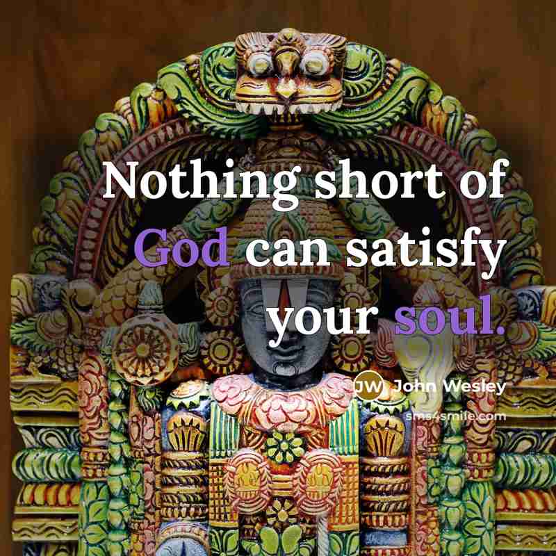 “Nothing short of God can satisfy your soul.” quote by John Wesley