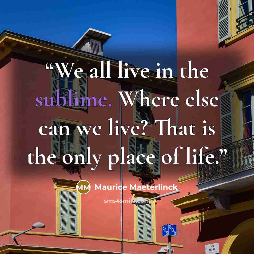 “We all live in the sublime. Where else can we live? That is the only place of life.” quote by Maurice Maeterlinck