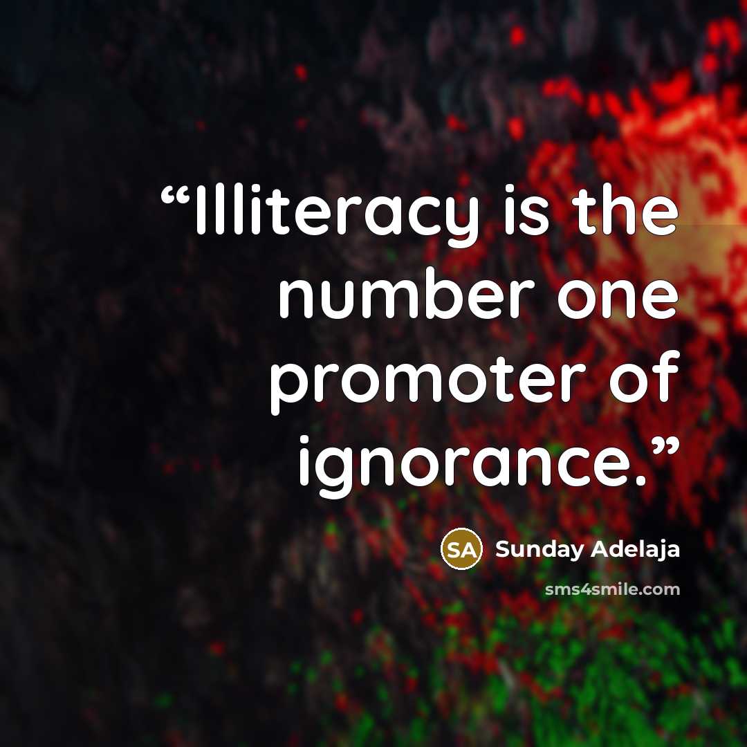“Illiteracy is the number one promoter of ignorance.” quote by Sunday Adelaja