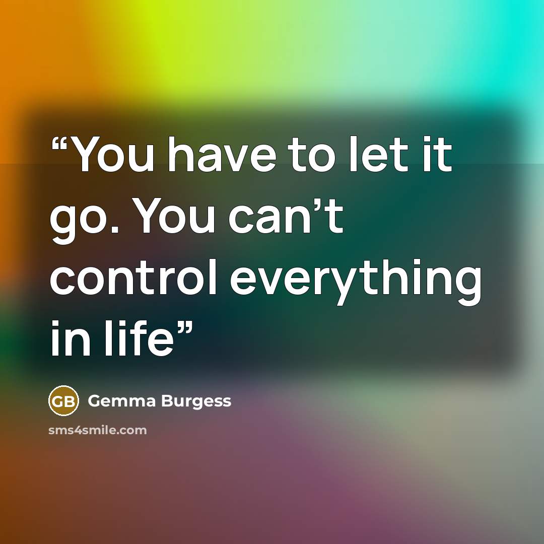 “You have to let it go. You can’t control everything in life” quote by Gemma Burgess