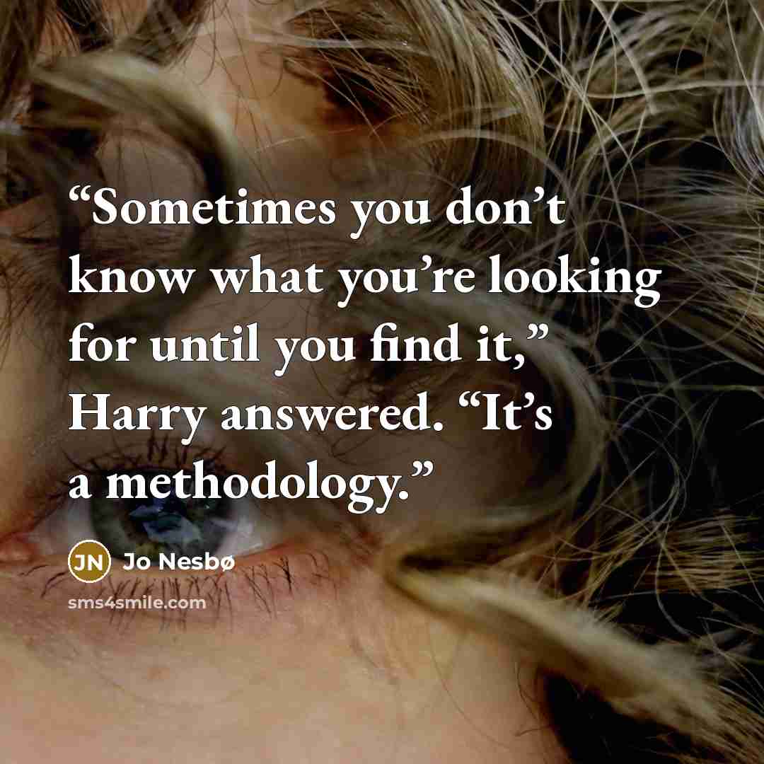 “Sometimes you don’t know what you’re looking for until you find it,” Harry answered. “It’s a methodology.” quote by Jo Nesbø