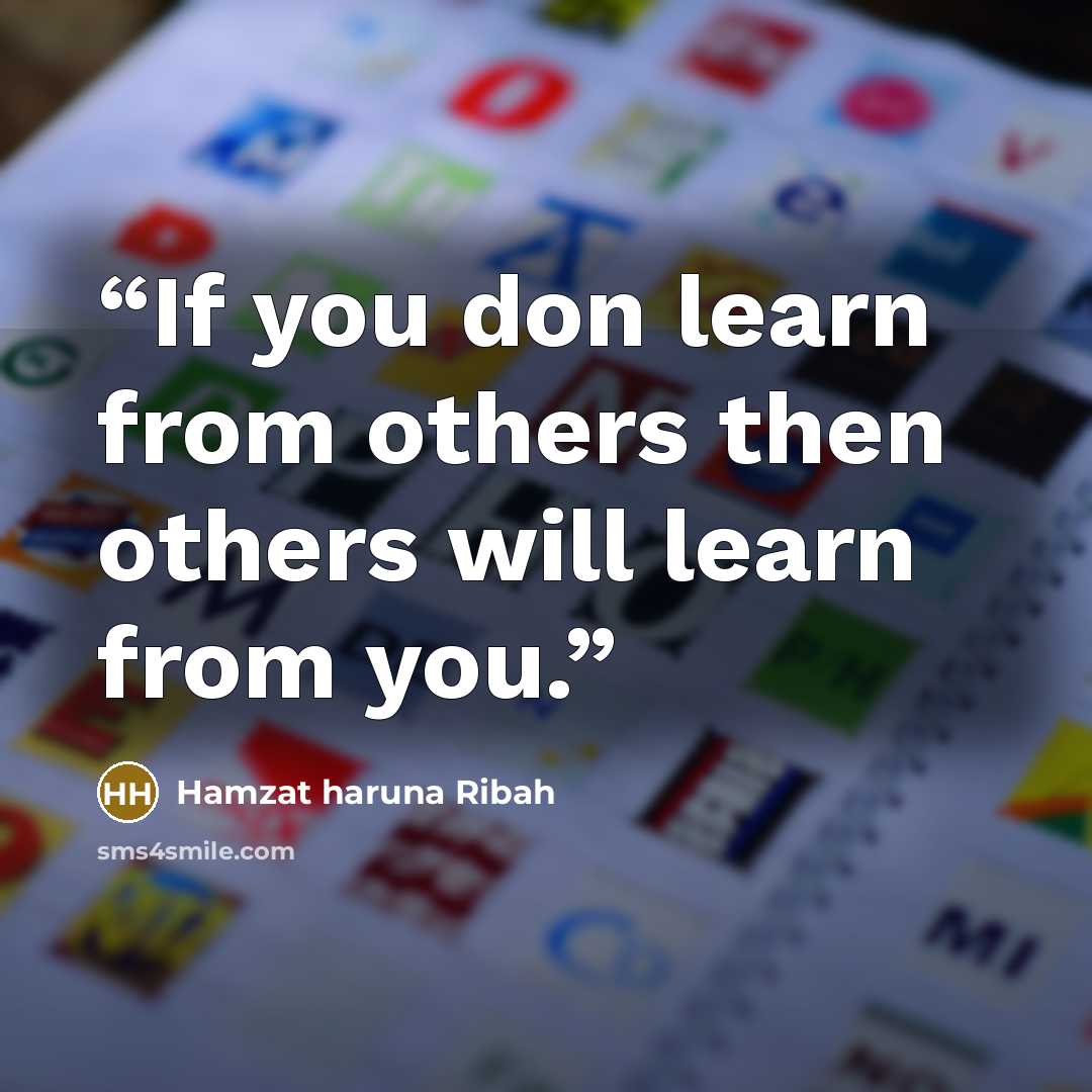 “If you don learn from others then others will learn from you.” quote by Hamzat haruna Ribah