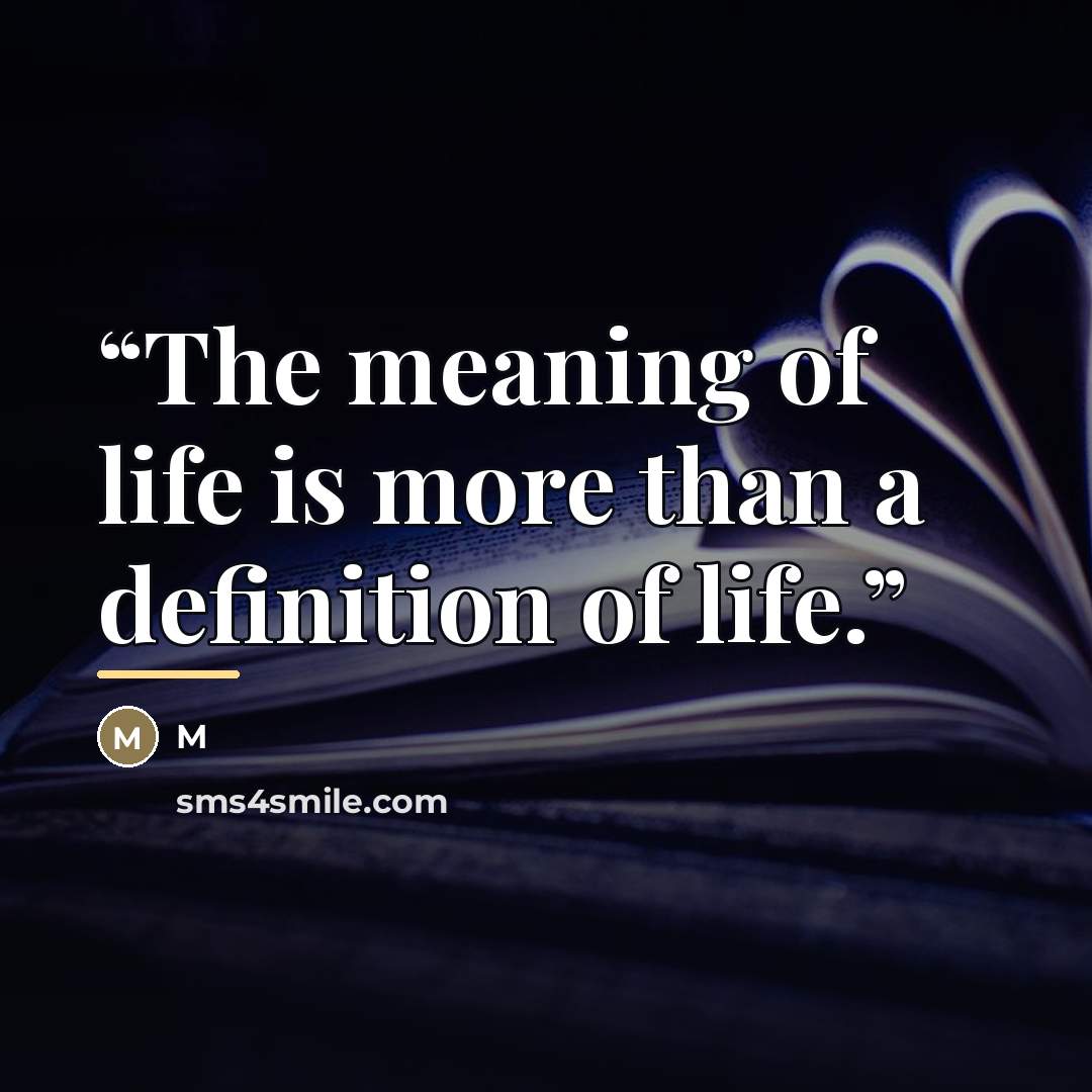 “The meaning of life is more than a definition of life.” quote by M