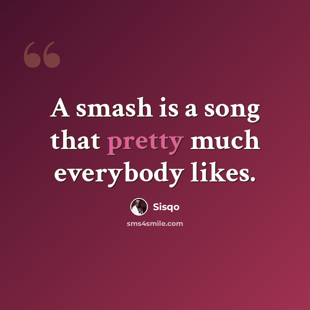 “A smash is a song that pretty much everybody likes.” quote by Sisqo