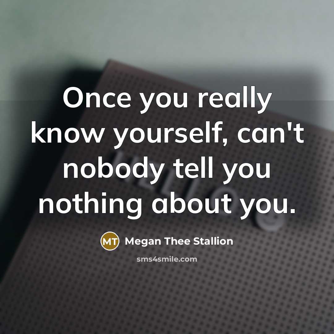 “Once you really know yourself, can't nobody tell you nothing about you.” quote by Megan Thee Stallion