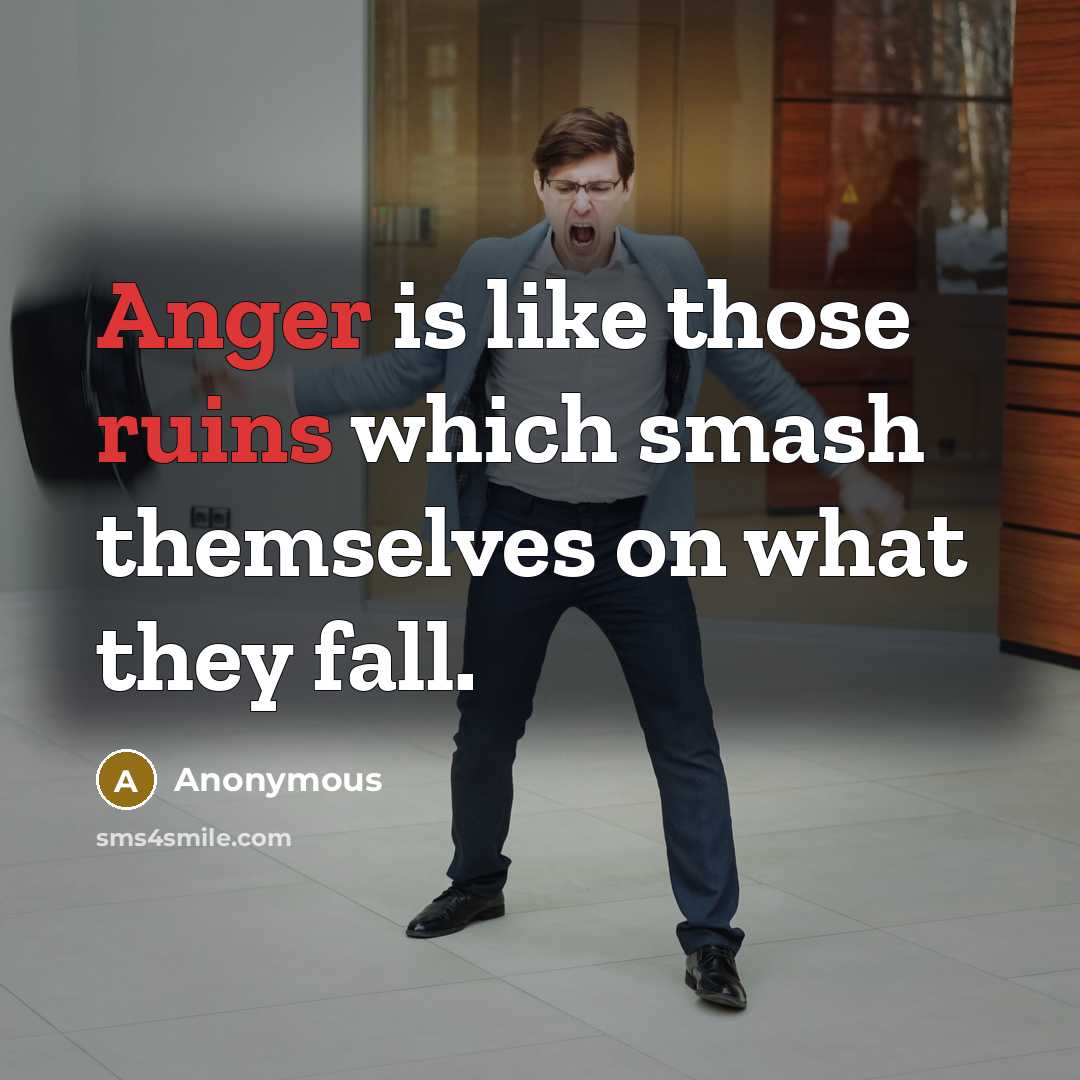 “Anger is like those ruins which smash themselves on what they fall.” quote by Anonymous