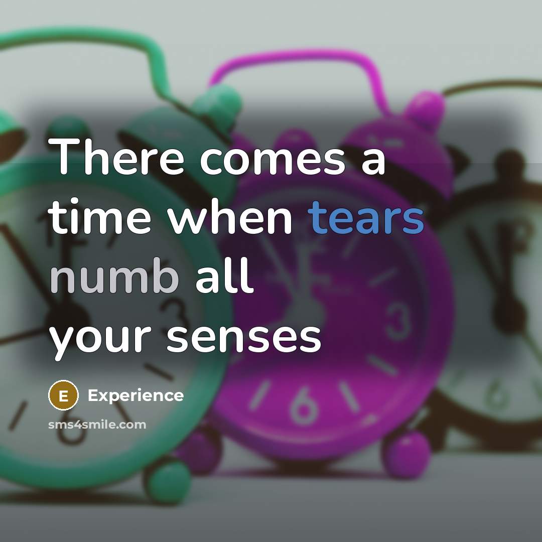 “There comes a time when tears numb all your senses” quote by Experience