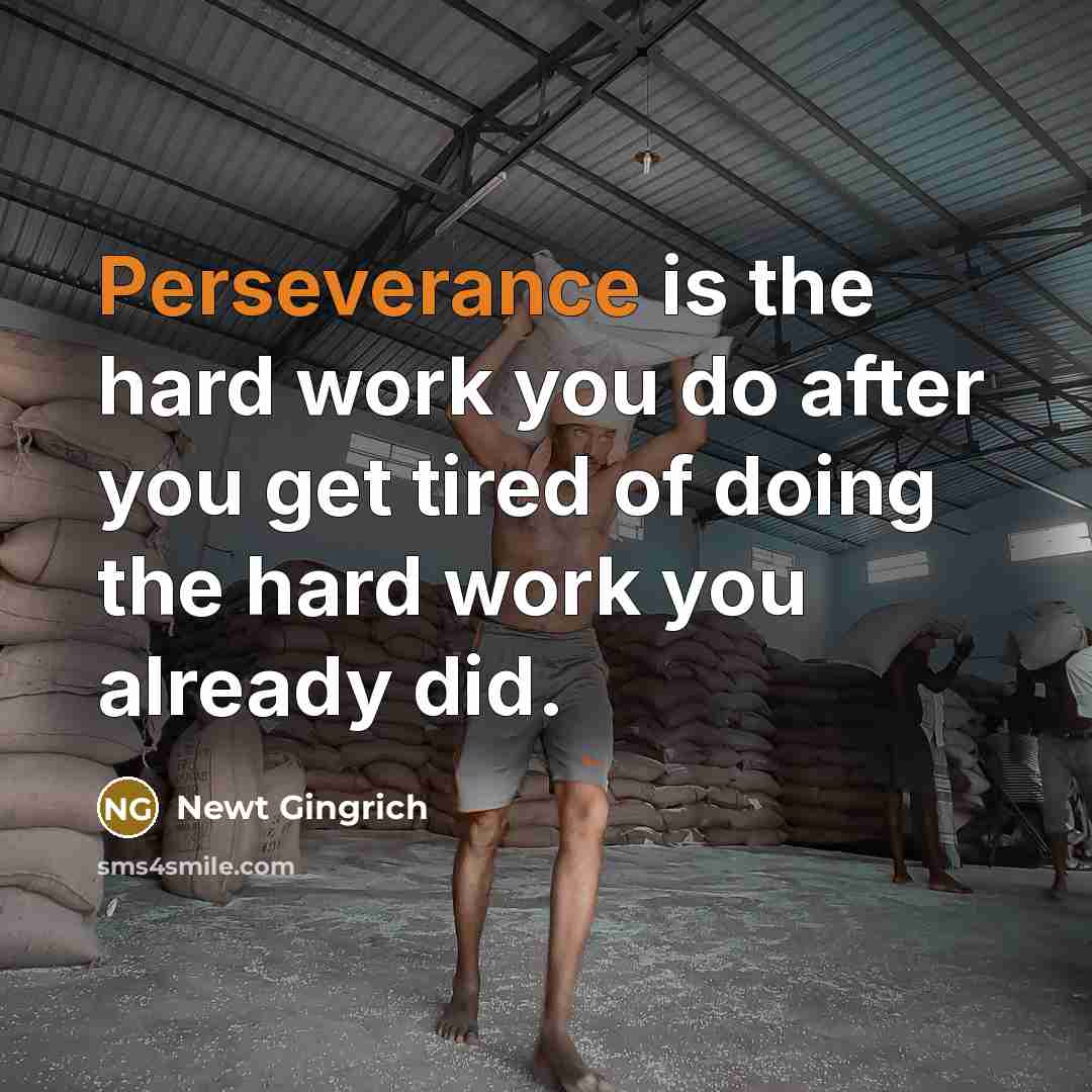 “Perseverance is the hard work you do after you get tired of doing the hard work you already did.” quote by Newt Gingrich
