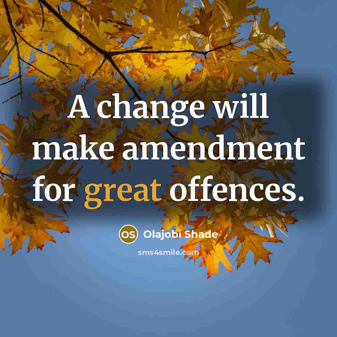 “A change will make amendment for great offences.” quote by Olajobi Shade