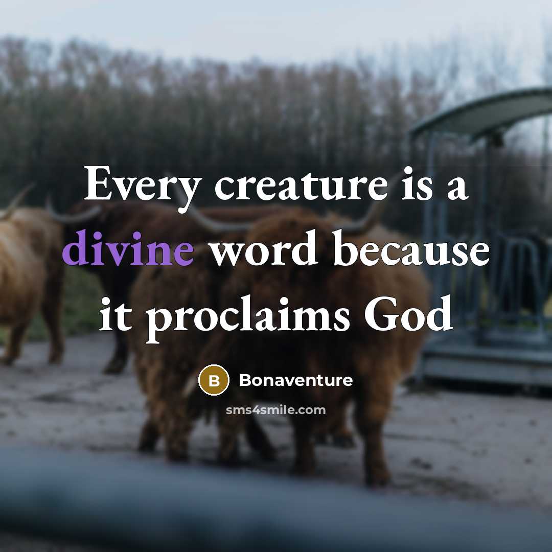 “Every creature is a divine word because it proclaims God” quote by Bonaventure