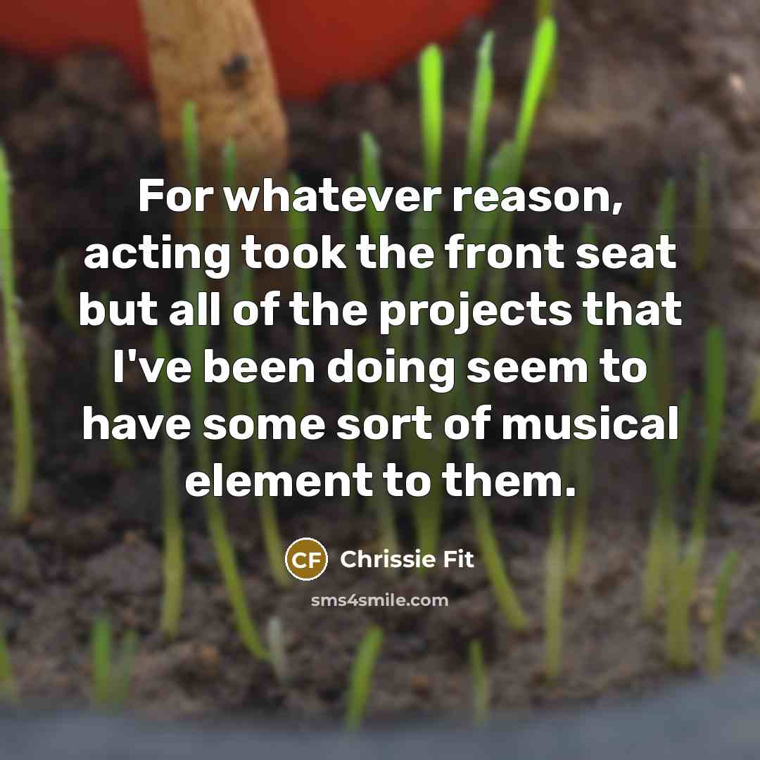 “For whatever reason, acting took the front seat but all of the projects that I've been doing seem to have some sort of musical element to them.” quote by Chrissie Fit