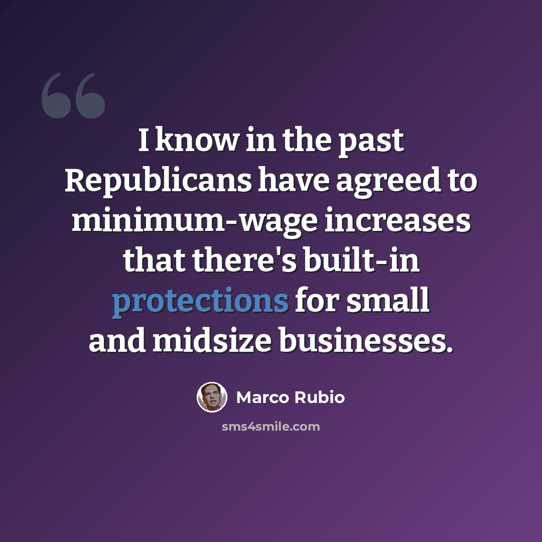 “I know in the past Republicans have agreed to minimum-wage increases that there's built-in protections for small and midsize businesses.” quote by Marco Rubio