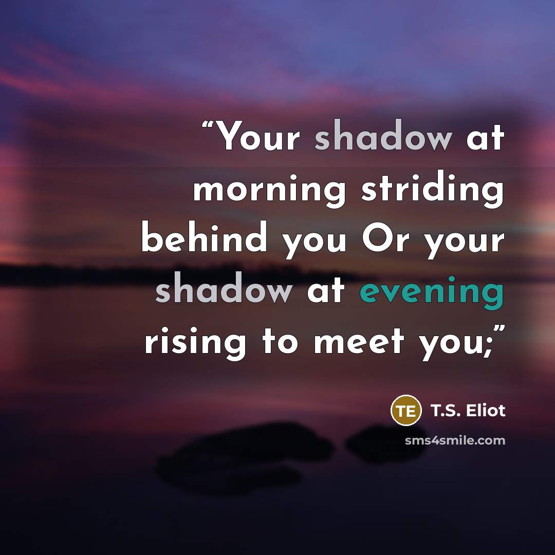 “Your shadow at morning striding behind you Or your shadow at evening rising to meet you;” quote by T.S. Eliot