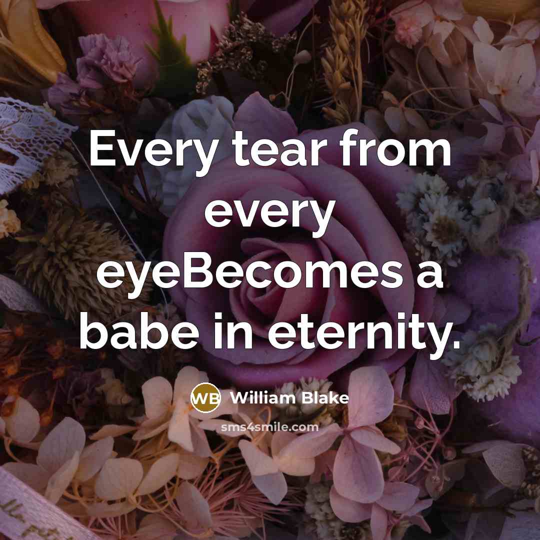 “Every tear from every eyeBecomes a babe in eternity.” quote by William Blake