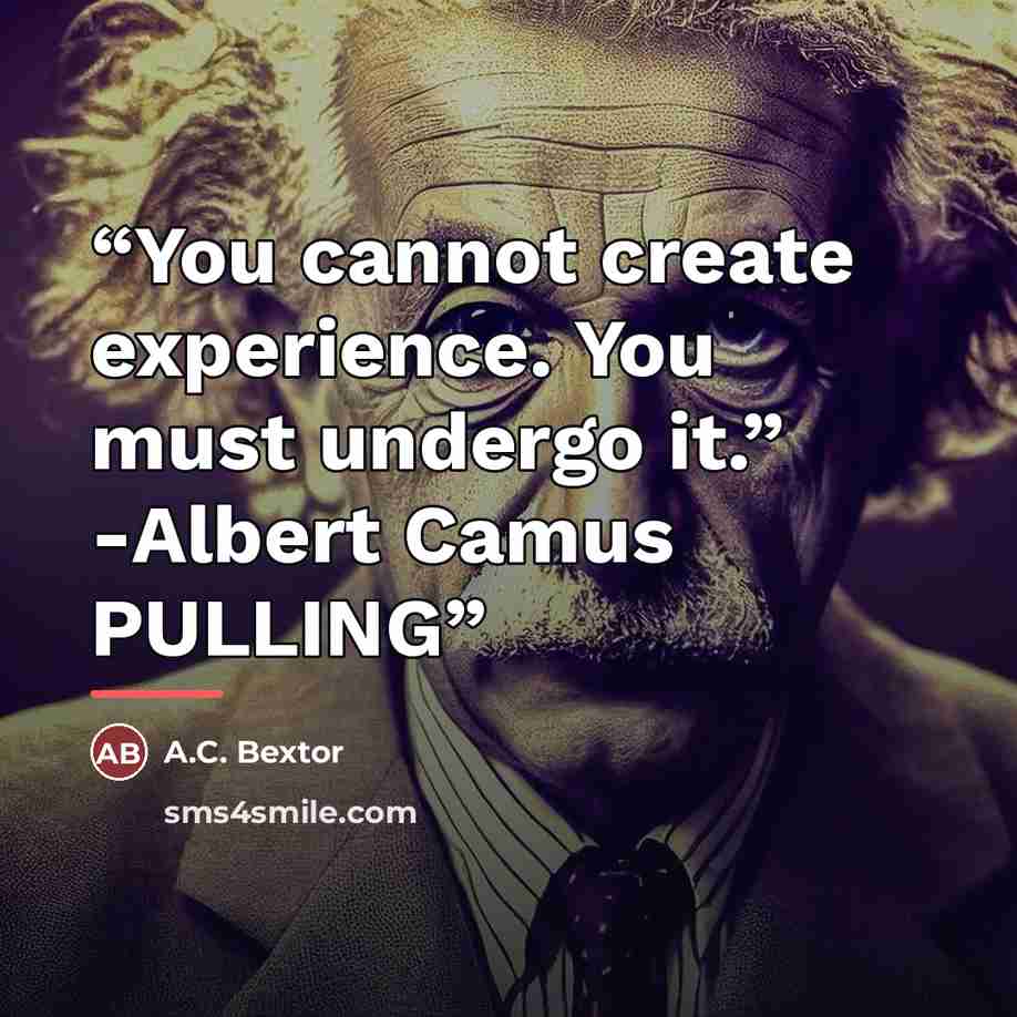 “You cannot create experience. You must undergo it.” -Albert Camus PULLING” quote by A.C. Bextor