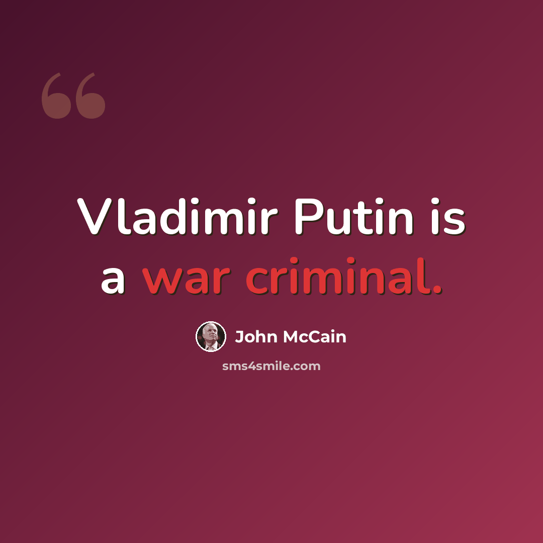 “Vladimir Putin is a war criminal.” quote by John McCain