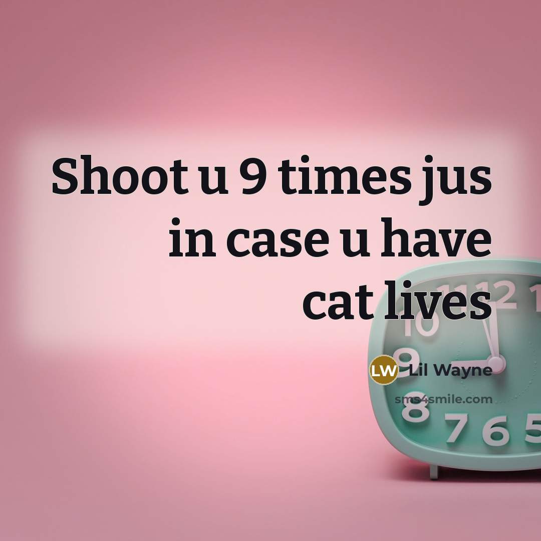 “Shoot u 9 times jus in case u have cat lives” quote by Lil Wayne