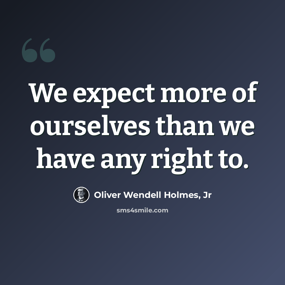 “We expect more of ourselves than we have any right to.” quote by Oliver Wendell Holmes, Jr