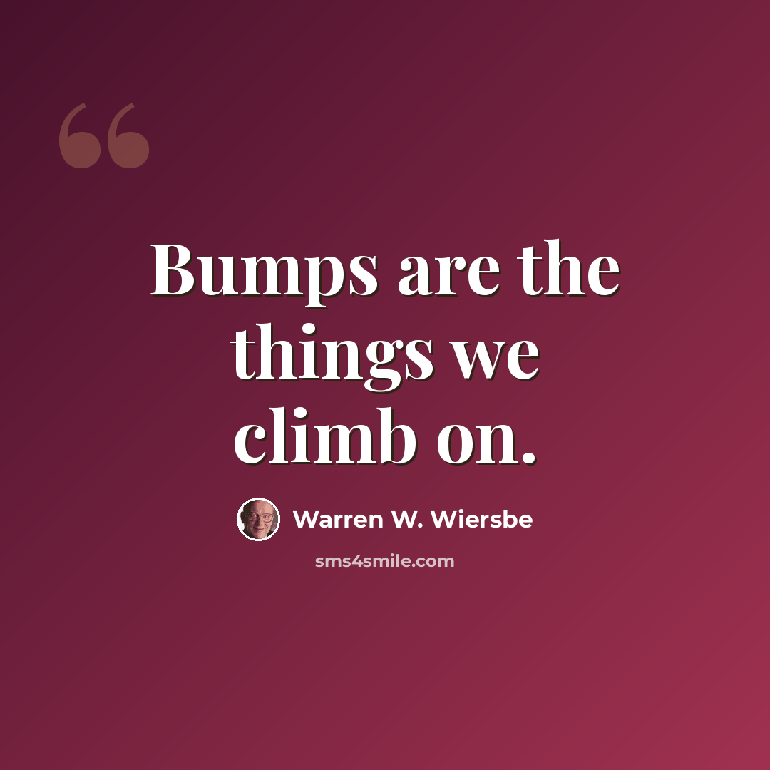 “Bumps are the things we climb on.” quote by Warren W. Wiersbe
