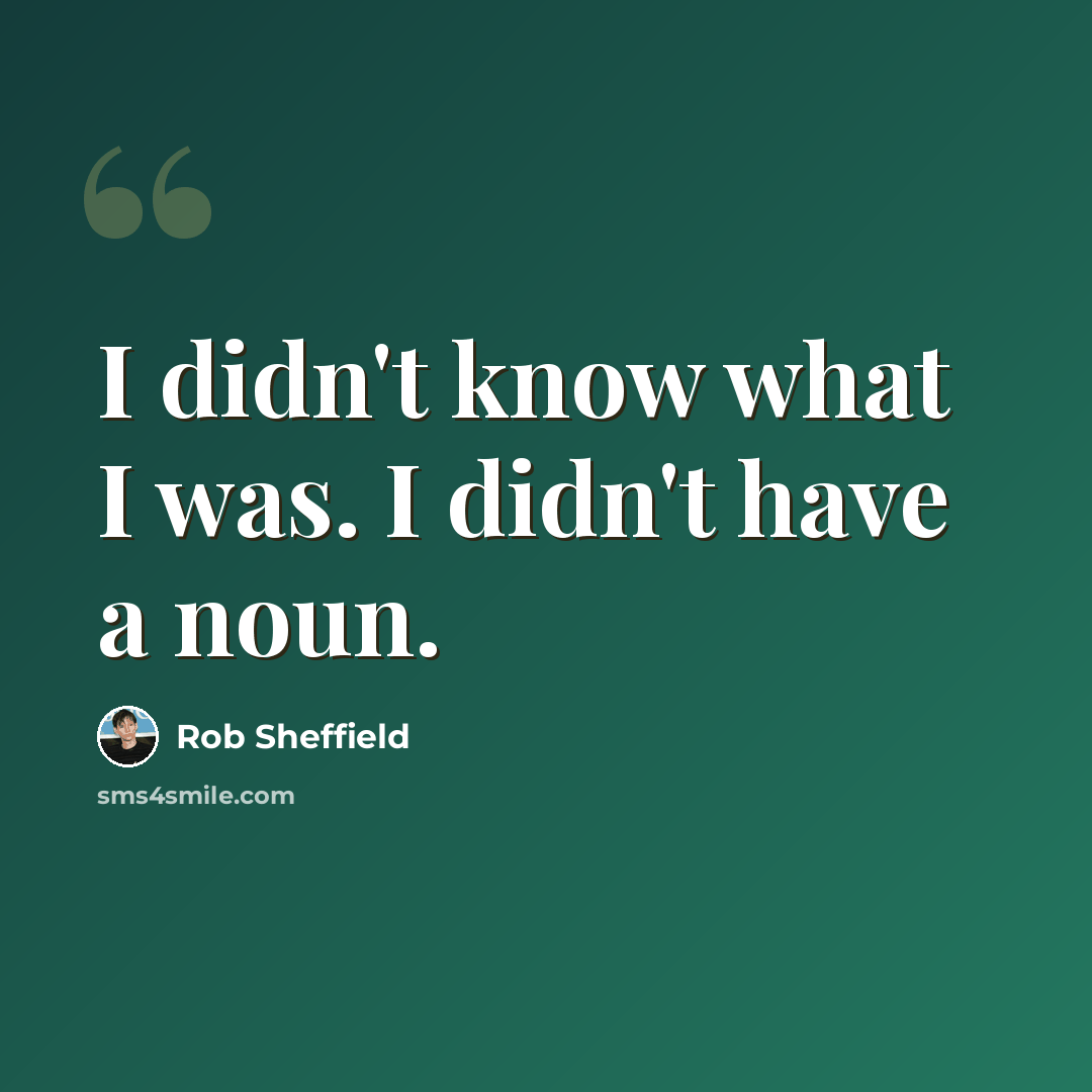 “I didn't know what I was. I didn't have a noun.” quote by Rob Sheffield