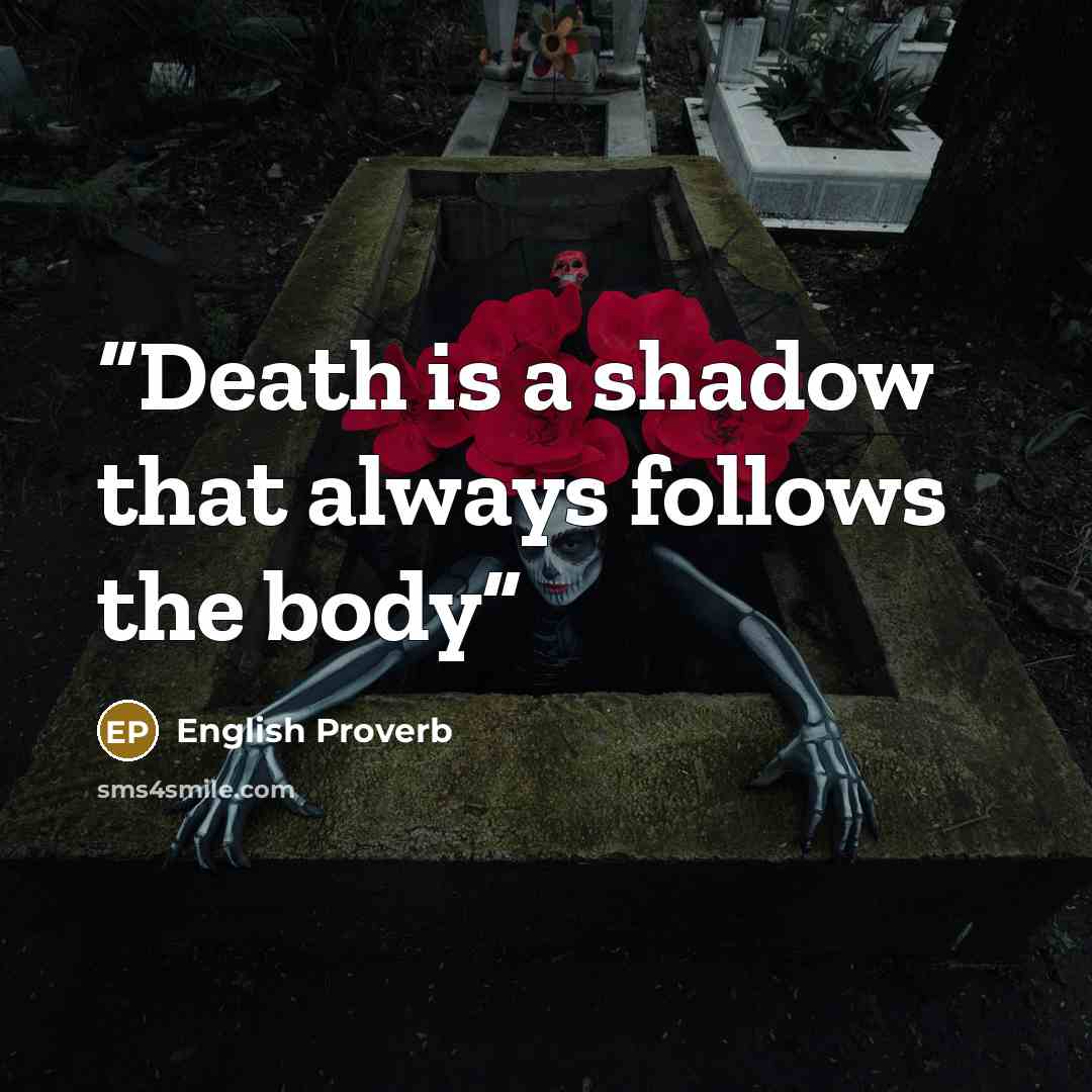 “Death is a shadow that always follows the body” quote by English Proverb