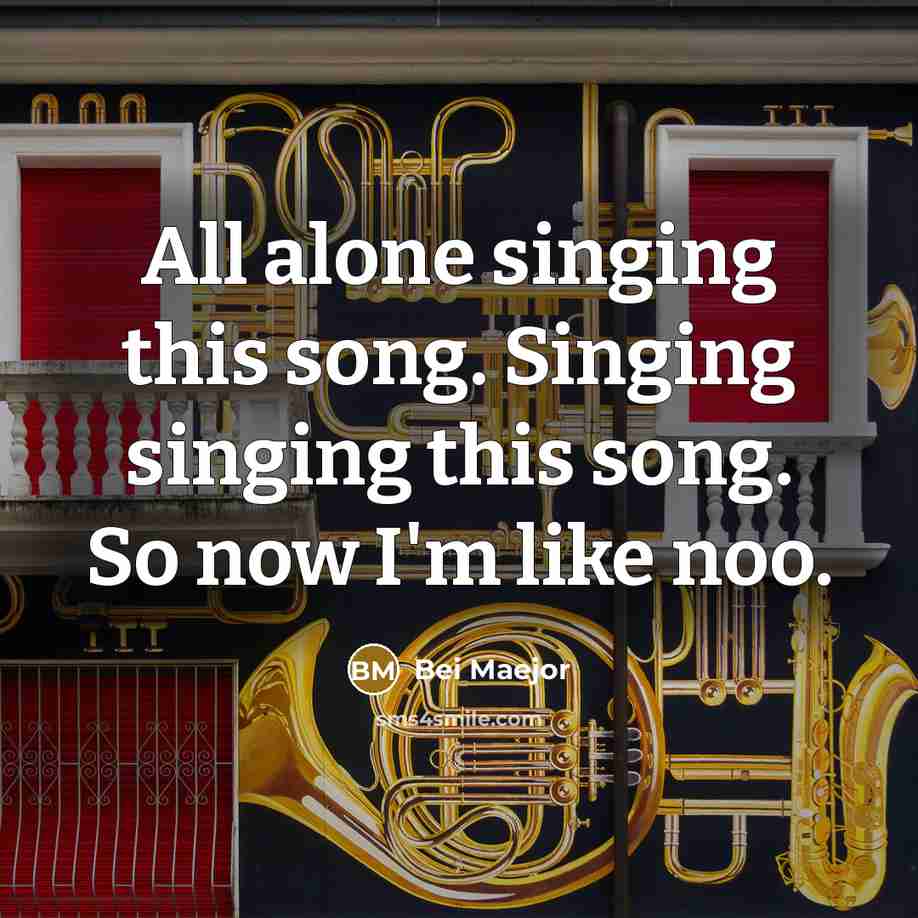 “All alone singing this song. Singing singing this song. So now I'm like noo.” quote by Bei Maejor